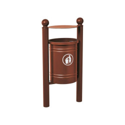Corbeille Saintonge Boule 40 litres Procity - Avec seau tôle électrozinguée - Aspect Corten