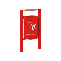 Corbeille Saintonge Inox brossé 40 litres Procity - Avec seau tôle électrozinguée - Rouge pourpre