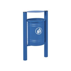 Corbeille Saintonge Inox brossé 40 litres Procity - Avec seau tôle électrozinguée - Bleu gentiane