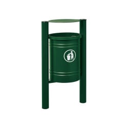 Corbeille Saintonge Inox brossé 40 litres Procity - Avec seau tôle électrozinguée - Vert mousse