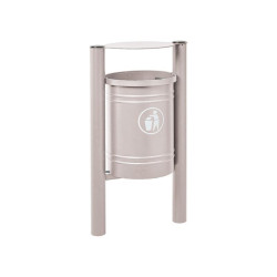 Corbeille Saintonge Inox brossé 40 litres Procity - Avec seau tôle électrozinguée - Gris soie