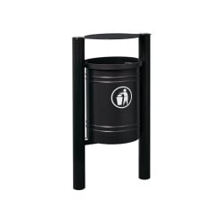 Corbeille Saintonge Inox brossé 40 litres Procity - Avec seau tôle électrozinguée - Noir foncé