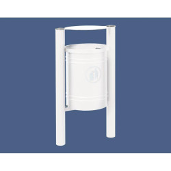 Corbeille Saintonge Inox brossé 40 litres Procity - Avec seau tôle électrozinguée - Blanc pur