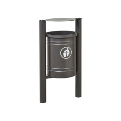 Corbeille Saintonge Inox brossé 40 litres Procity - Avec seau tôle électrozinguée - Gris Procity