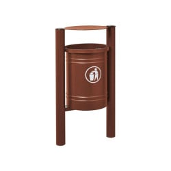 Corbeille Saintonge Inox brossé 40 litres Procity - Avec seau tôle électrozinguée - Aspect Corten