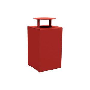 Corbeille KUB. acier 120 litres Procity - Avec couvercle - Haut. 950 mm - Rouge pourpre