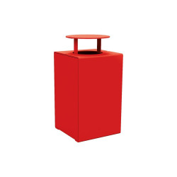 Corbeille KUB. acier 120 litres Procity - Avec couvercle - Haut. 950 mm - Rouge signalisation