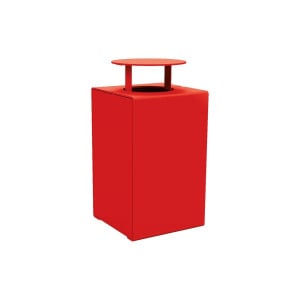 Corbeille KUB. acier 120 litres Procity - Avec couvercle - Haut. 950 mm - Rouge signalisation