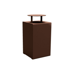 Corbeille KUB. acier 120 litres Procity - Avec couvercle - Haut. 950 mm - Brun chocolat