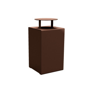 Corbeille KUB. acier 120 litres Procity - Avec couvercle - Haut. 950 mm - Brun chocolat