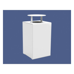 Corbeille KUB. acier 120 litres Procity - Avec couvercle - Haut. 950 mm - Blanc pur