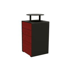 Corbeille KUB. acier et bois 120 litres Procity - Avec couvercle - Haut. 950 mm - Acajou/Noir foncé