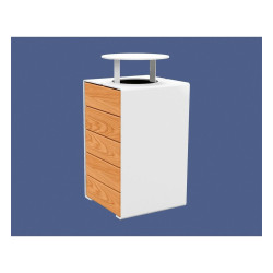 Corbeille KUB. acier et bois 120 litres Procity - Avec couvercle - Haut. 950 mm - Chêne clair/Blanc pur