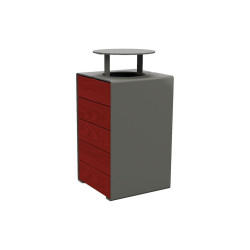 Corbeille KUB. acier et bois 120 litres Procity - Avec couvercle - Haut. 950 mm - Acajou/Gris Procity