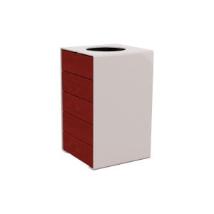 Corbeille KUB. acier et bois 120 litres Procity - Sans couvercle - Haut. 750 mm - Acajou/Gris soie