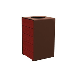 Corbeille KUB. acier et bois 120 litres Procity - Sans couvercle - Haut. 750 mm - Acajou/Brun chocolat