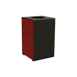 Corbeille KUB. acier et bois 120 litres Procity - Sans couvercle - Haut. 750 mm - Acajou/Noir foncé