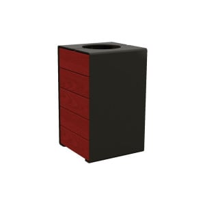 Corbeille KUB. acier et bois 120 litres Procity - Sans couvercle - Haut. 750 mm - Acajou/Noir foncé