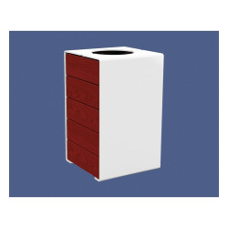 Corbeille KUB. acier et bois 120 litres Procity - Sans couvercle - Haut. 750 mm - Acajou/Blanc pur