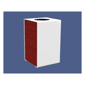 Corbeille KUB. acier et bois 120 litres Procity - Sans couvercle - Haut. 750 mm - Acajou/Blanc pur