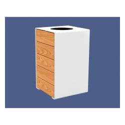 Corbeille KUB. acier et bois 120 litres Procity - Sans couvercle - Haut. 750 mm - Chêne clair/Blanc pur