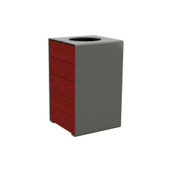 Corbeille KUB. acier et bois 120 litres Procity - Sans couvercle - Haut. 750 mm - Acajou/Gris Procity