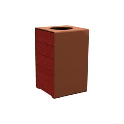 Corbeille KUB. acier et bois 120 litres Procity - Sans couvercle - Haut. 750 mm - Acajou/Aspect Corten