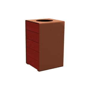 Corbeille KUB. acier et bois 120 litres Procity - Sans couvercle - Haut. 750 mm - Acajou/Aspect Corten