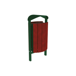Corbeille Silaos acier et bois 50 litres Procity - Scellement direct - Sans cendrier - Acajou/Vert mousse