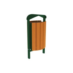 Corbeille Silaos acier et bois 50 litres Procity - Scellement direct - Sans cendrier - Chêne clair/Vert mousse