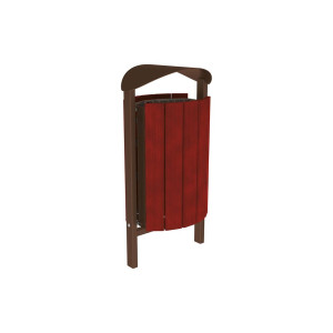 Corbeille Silaos acier et bois 50 litres Procity - Scellement direct - Sans cendrier - Acajou/Brun chocolat