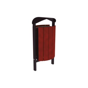 Corbeille Silaos acier et bois 50 litres Procity - Scellement direct - Sans cendrier - Acajou/Noir foncé