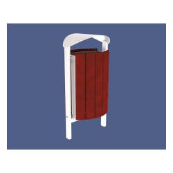 Corbeille Silaos acier et bois 50 litres Procity - Scellement direct - Sans cendrier - Acajou/Blanc pur