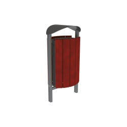 Corbeille Silaos acier et bois 50 litres Procity - Scellement direct - Sans cendrier - Acajou/Gris Procity