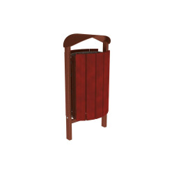 Corbeille Silaos acier et bois 50 litres Procity - Scellement direct - Sans cendrier - Acajou/Aspect Corten