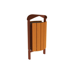 Corbeille Silaos acier et bois 50 litres Procity - Scellement direct - Sans cendrier - Chêne clair/Aspect Corten