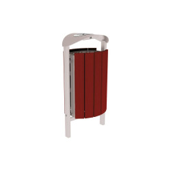 Corbeille Silaos acier et bois 50 litres Procity - Scellement direct - Avec cendrier - Acajou/Gris soie