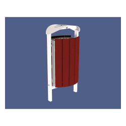 Corbeille Silaos acier et bois 50 litres Procity - Scellement direct - Avec cendrier - Acajou/Blanc pur