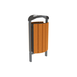 Corbeille Silaos acier et bois 50 litres Procity - Scellement direct - Avec cendrier - Chêne clair/Gris Procity