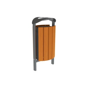 Corbeille Silaos acier et bois 50 litres Procity - Scellement direct - Avec cendrier - Chêne clair/Gris Procity