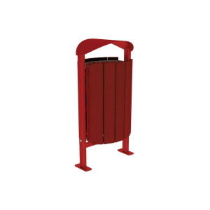 Corbeille Silaos acier et bois 50 litres Procity - Sur platines - Sans cendrier - Acajou/Rouge pourpre