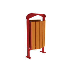 Corbeille Silaos acier et bois 50 litres Procity - Sur platines - Sans cendrier - Chêne clair/Rouge pourpre
