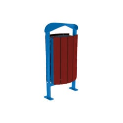 Corbeille Silaos acier et bois 50 litres Procity - Sur platines - Sans cendrier - Acajou/Bleu gentiane