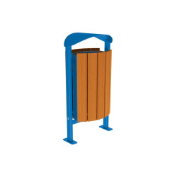 Corbeille Silaos acier et bois 50 litres Procity - Sur platines - Sans cendrier - Chêne clair/Bleu gentiane