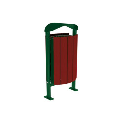 Corbeille Silaos acier et bois 50 litres Procity - Sur platines - Sans cendrier - Acajou/Vert mousse