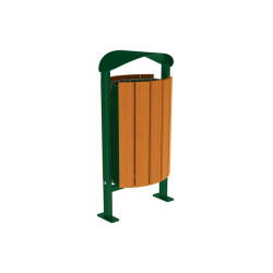 Corbeille Silaos acier et bois 50 litres Procity - Sur platines - Sans cendrier - Chêne clair/Vert mousse