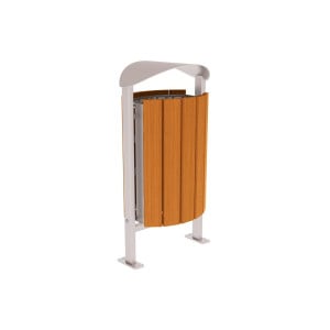 Corbeille Silaos acier et bois 50 litres Procity - Sur platines - Sans cendrier - Chêne clair/Gris soie