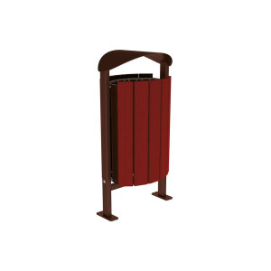 Corbeille Silaos acier et bois 50 litres Procity - Sur platines - Sans cendrier - Acajou/Brun chocolat