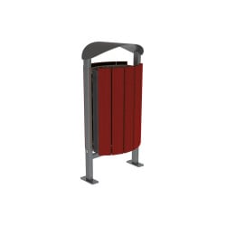 Corbeille Silaos acier et bois 50 litres Procity - Sur platines - Sans cendrier - Acajou/Gris Procity