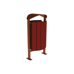 Corbeille Silaos acier et bois 50 litres Procity - Sur platines - Sans cendrier - Acajou/Aspect Corten